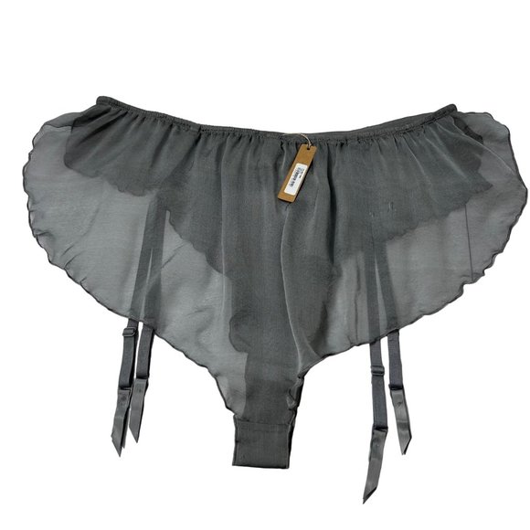 SKIMS Romance Garter Bikini Charcoal Womens XL - Picture 4 of 16